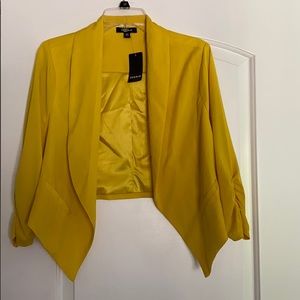 Torrid Yellow Cropped Tuxedo Blazer